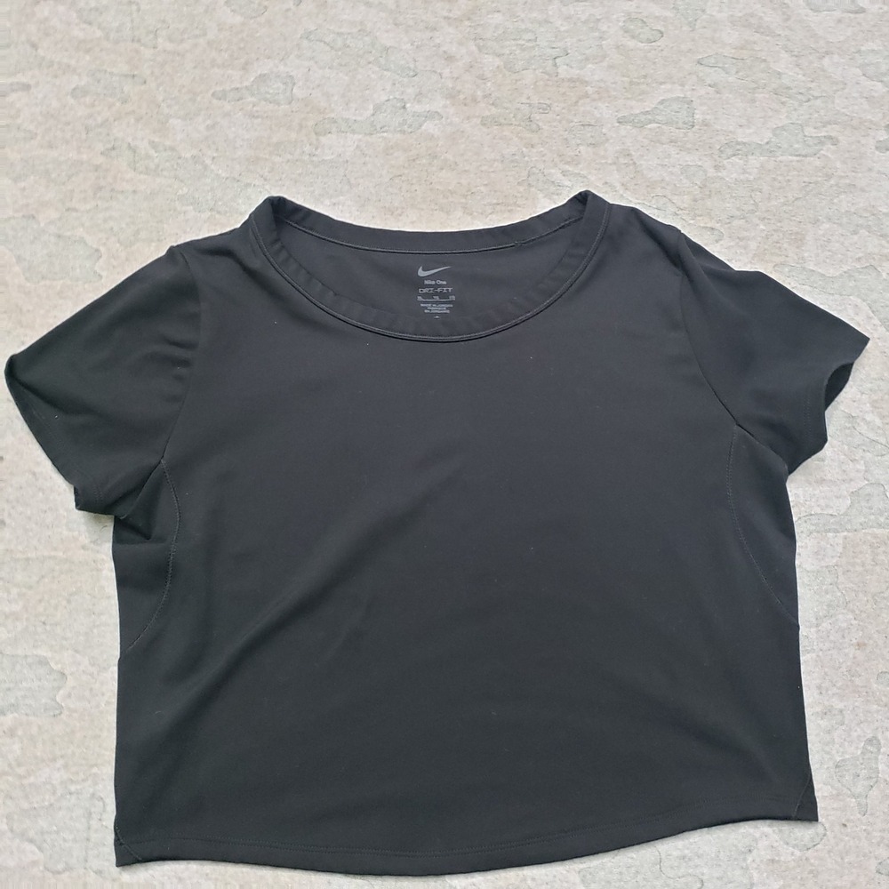Nike Top Womens XL Black Crop Dri-Fit Short Sleeve
